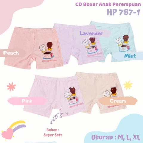 Sorex Kids HP 787 - 1 CD Boxer Anak Perempuan / CD Segiempat Anak Cewek Bahan Katun Extra Lembut
